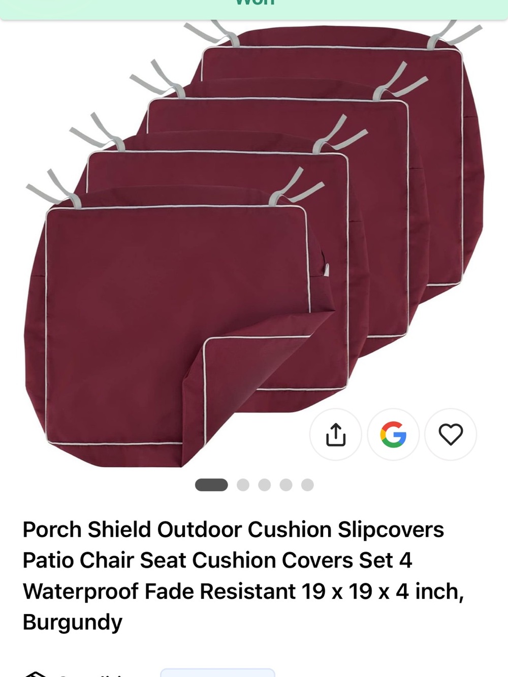Burgundy Outdoor Seat Cushion Slipcovers - Set of 4